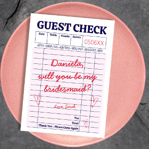 Guest Check Handwritten Be My Bridesmaid Invitation