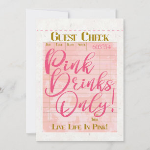 Guest Check Receipt Pink Drinks Preppy Feminine