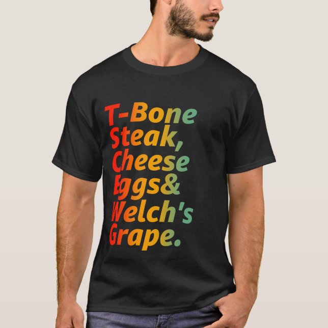 Guest Check T-Bone Steak Cheese Eggs Welch's Grape T-Shirt (Front)