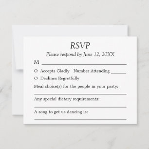 Guest Choices Elegant Minimalist Wedding RSVP Card