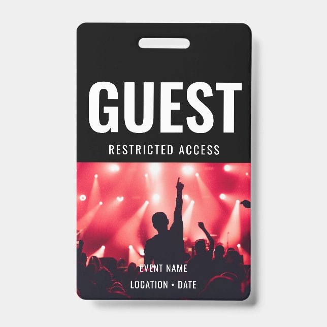 Guest Custom Event or Concert Name  ID Badge (Front)