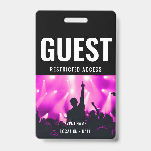 Guest Custom Name All Access Pass ConcertStaff Cus ID Badge