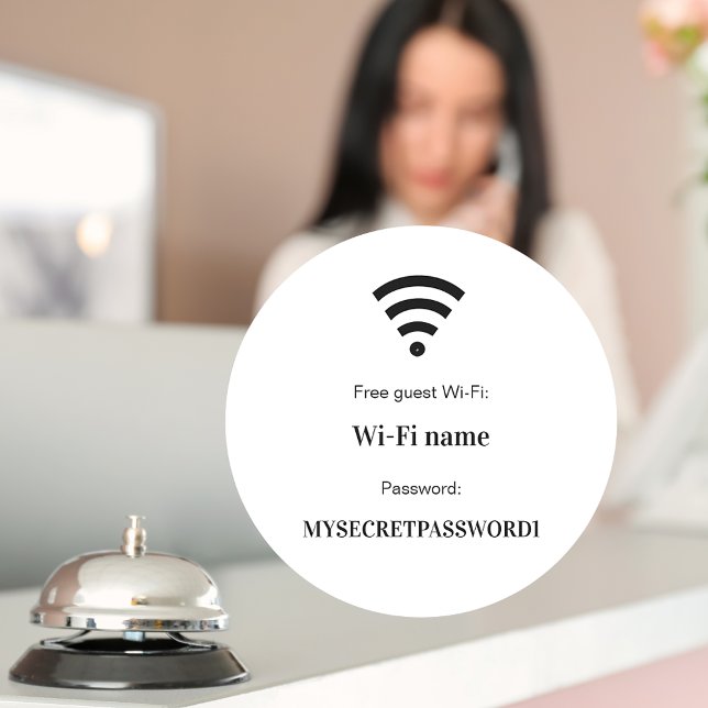 Guest customer wifi network password classic round sticker (Creator Uploaded)