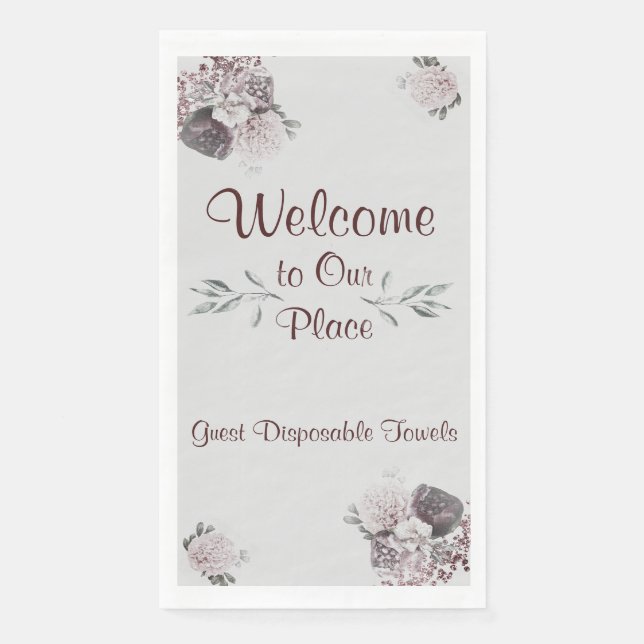 Guest Disposable Towels Welcome Our Place Napkin (Front)