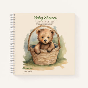 Guest Gift List Baby Bear Baby Shower Notebook