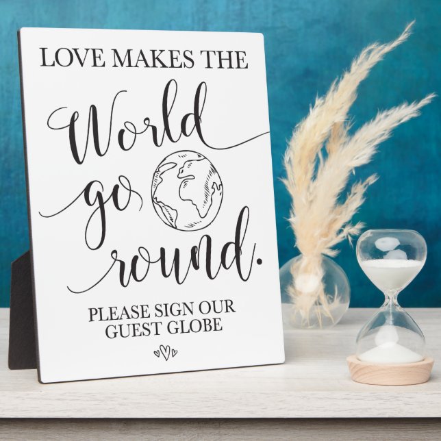 Guest Globe Wedding Table Sign Plaque (Side)