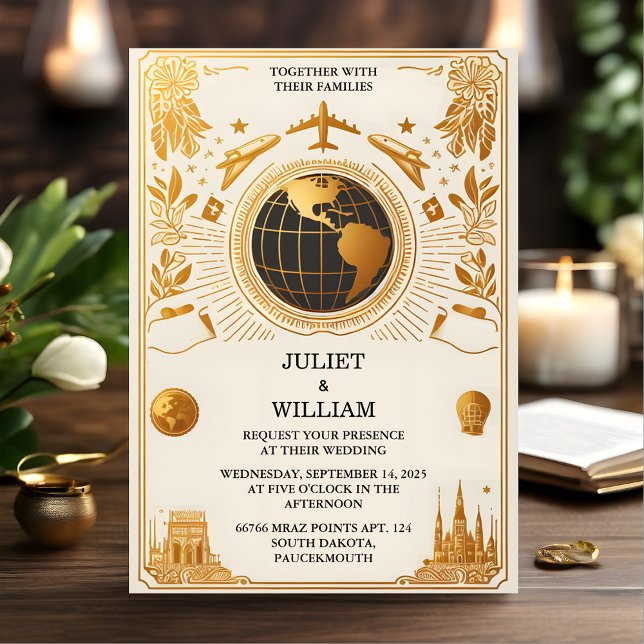 Guest Golden Ticket Passport Boarding Pass Wedding Invitation (Creator Uploaded)