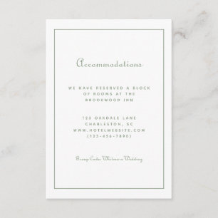 Guest Hotel Accommodations Green Details Wedding Enclosure Card