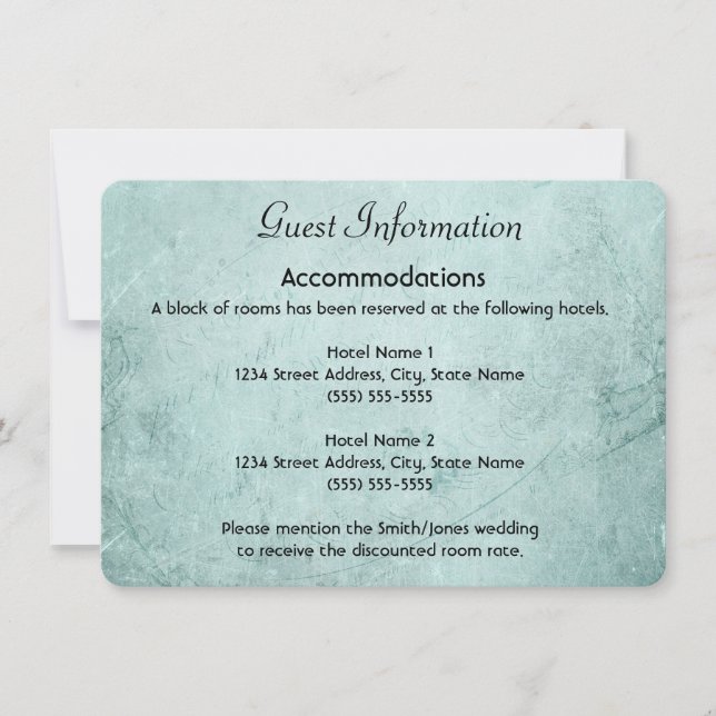 Guest Info Card on Vintage Green Paper (Front)