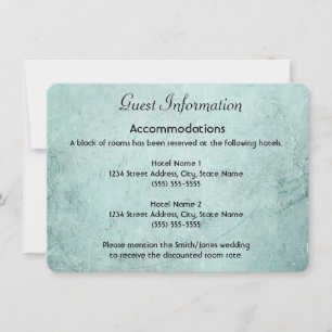 Guest Info Card on Vintage Green Paper