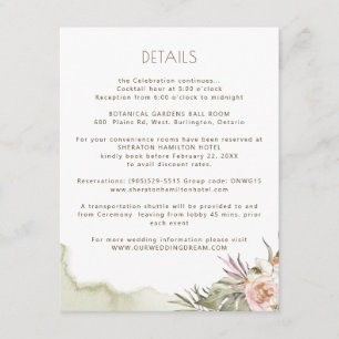 Guest Information Palm Leaves Floral Green Details Enclosure Card