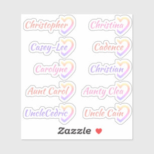 Guest List 10 Names Calligraphy Half Heart Pink