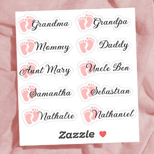 Guest List 10 Names Calligraphy Pink Footprints 