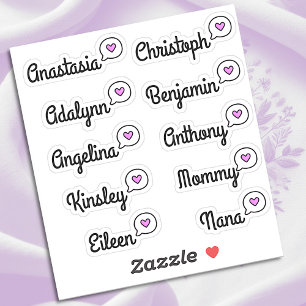 Guest List 10 Names Funny Fun Purple Speech Bubble