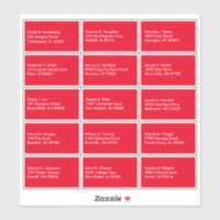 Guest List Name Address Custom Red White Sticker