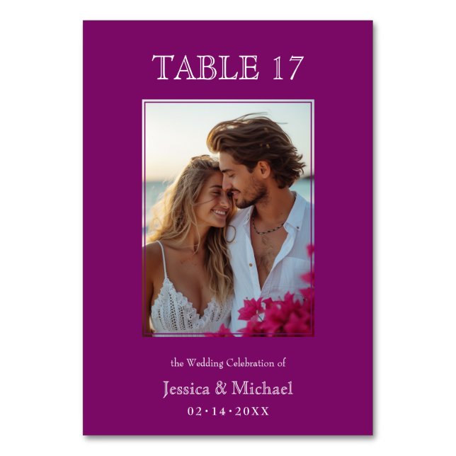 💍Guest list & photo Fuchsia Enchantment  Table Number (Front)