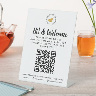 Guest menu QR code business custom Pedestal Sign