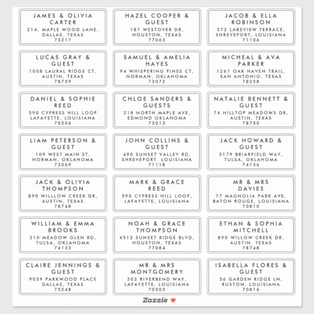 Guest Name Mailing Address Wedding Label Sticker (Sheet)