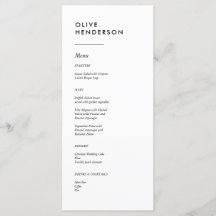 Guest Name on Menu Minimalist Wedding Flat Menu