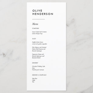 Guest Name on Menu Minimalist Wedding Flat Menu