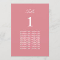 Guest Names Blush Pink Table Card