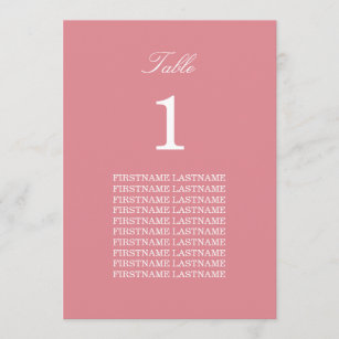 Guest Names Blush Pink Table Card