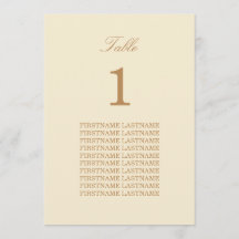 Guest Names Cream Beige Table Card