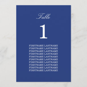 Guest Names Dark Blue Table Card