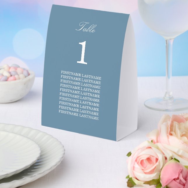 Guest Names Dusty Blue Paper Table Tent (Insitu(Wedding))