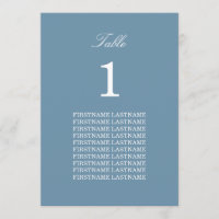 Guest Names Dusty Blue Table Card