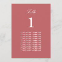 Guest Names Dusty Rose Pink Table Card