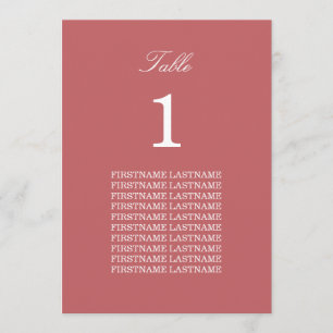 Guest Names Dusty Rose Pink Table Card