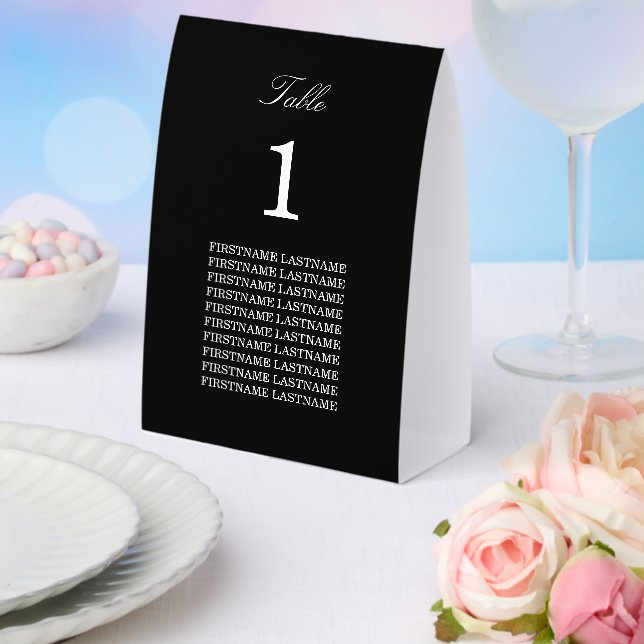 Guest Names Elegant Black Paper Table Tent (Insitu(Wedding))