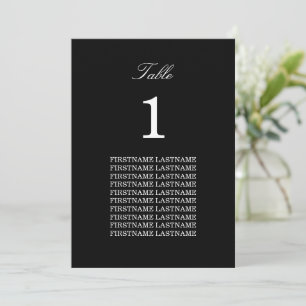 Guest Names Elegant Black Table Card