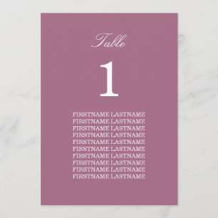 Guest Names Mauve Table Card