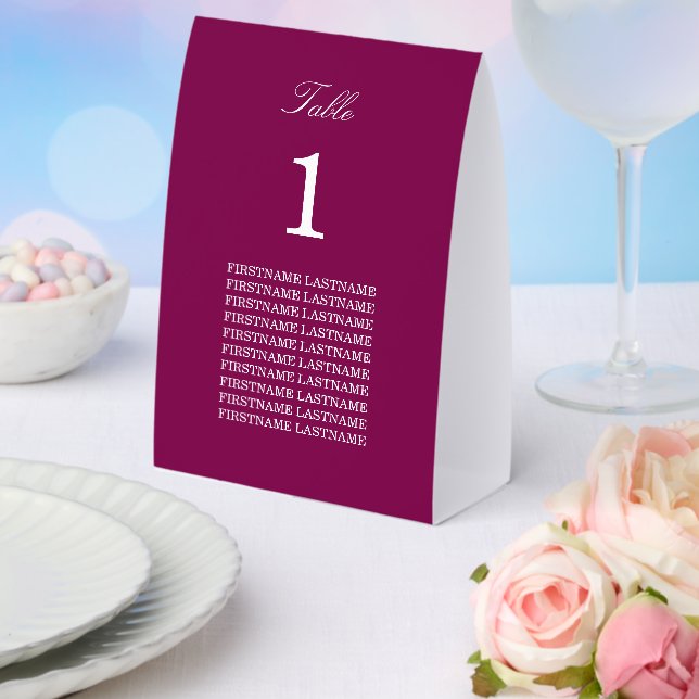 Guest Names Mulberry Wine Paper Table Tent (Insitu(Wedding))