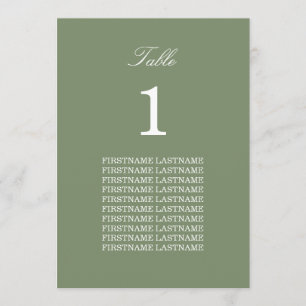 Guest Names Sage Green Table Card