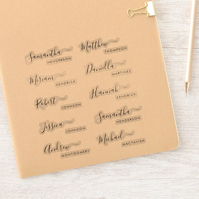 Guest Names Stickers For Place Cards and Favours (Notebook)
