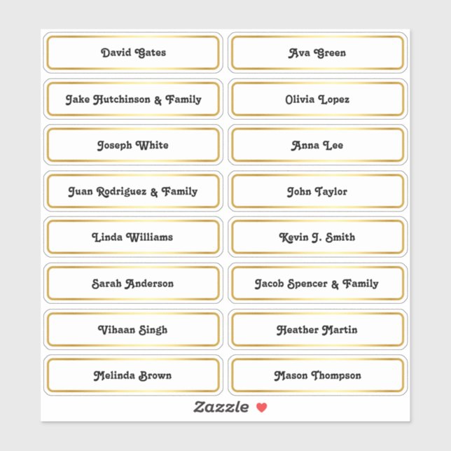 🥂 Guest Names Wedding Seating Plan Card Sticker (Sheet)
