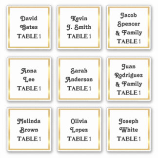 🕊️ Guest Names Wedding Table Number Sticker