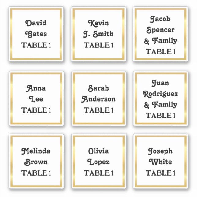 🕊️ Guest Names Wedding Table Number Sticker (Front)