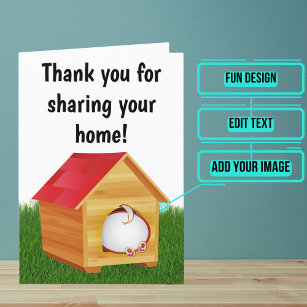 Guest Stay with Dog House Design Thank You Card
