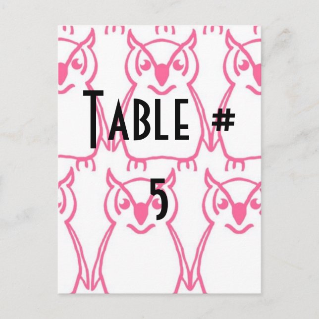 Guest Table Number Postcard (Front)