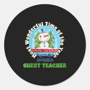 guest teacher- christmas v-neck 1 classic round sticker
