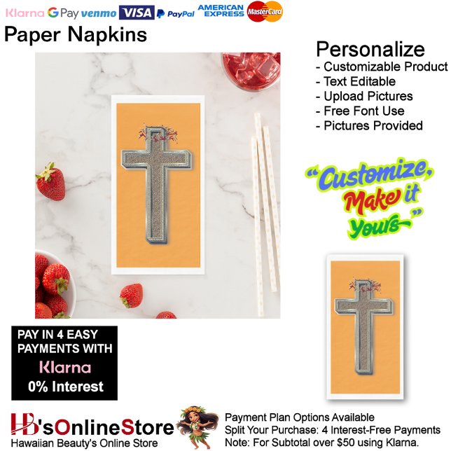 Guest towel Paper Napkins Orange Background (Cross Biblical Faith Religion Orange Background Paper Guest Towels.)