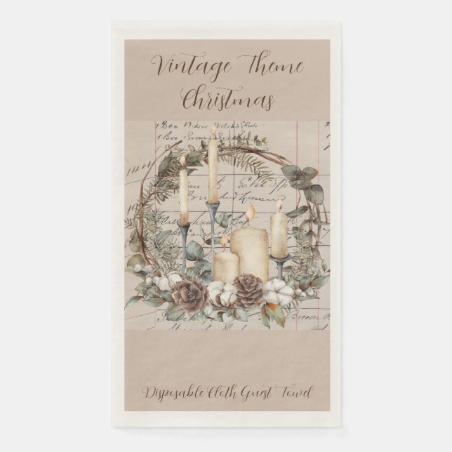 Guest Towel Set (50) Vintage Theme Christmas Napkin (Front)