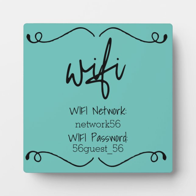 Guest Visitor WIFI information Password Plaque (Front)