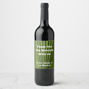 Guest Welcome Green Palm Leaf Vacation Home Wine Label