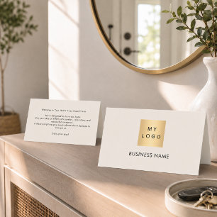 Guest welcome greige hotel room card