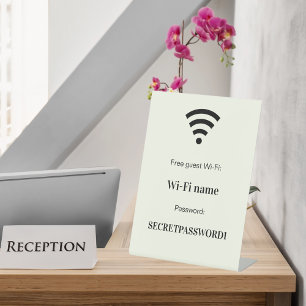 Guest wifi network password ivory pedestal sign